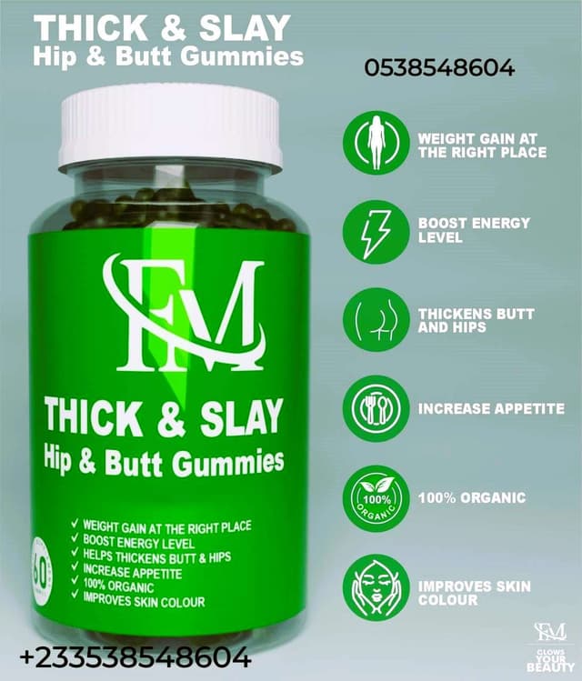 FM Cosmetics Thick & Slay Weight Gain Gummies for Hips & Butt